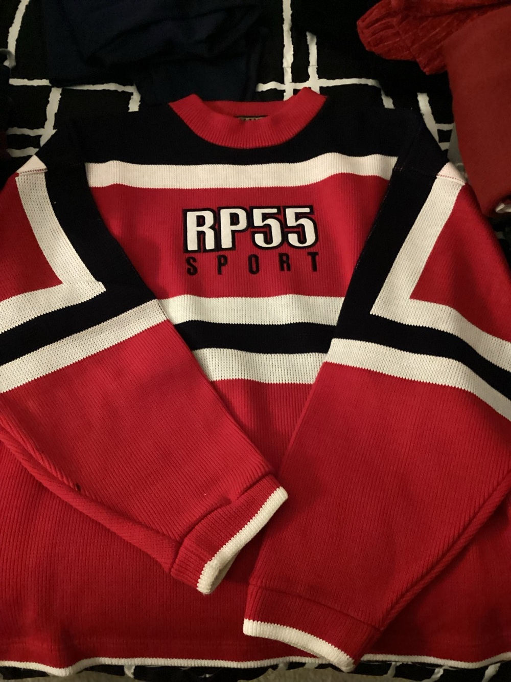 Men's Red Stripe Crewneck Sweater